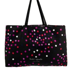 Kate Spade New York Black Polkadot Confetti Large Shopper Tote Bag